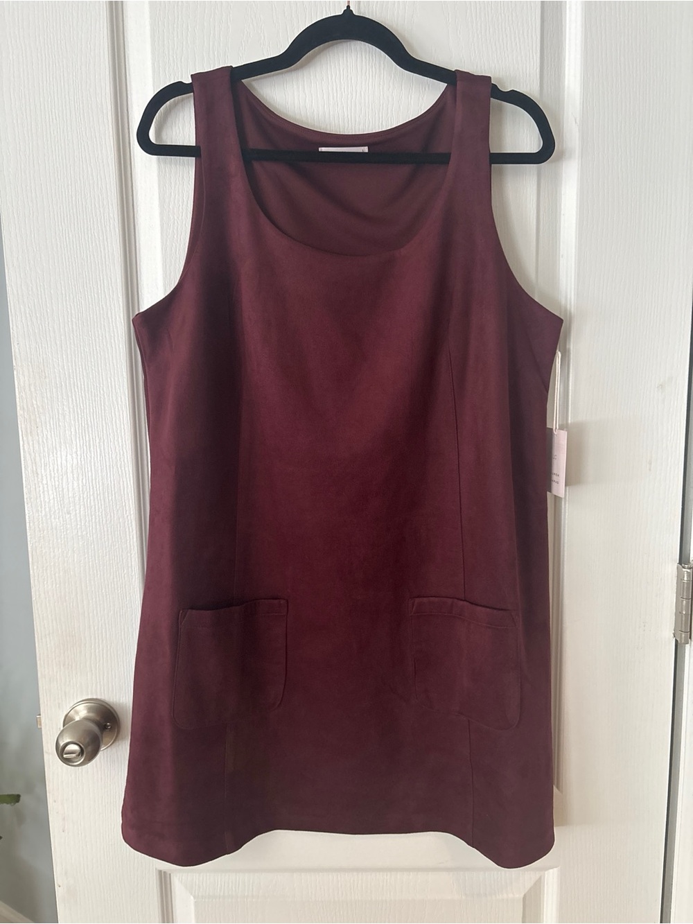 LC Lauren Conrad Wine Sleeveless Shift Dress with Front Pockets